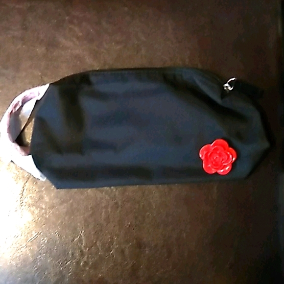 Lancome Handbags - Lancome Black Makeup Bag w/Red Rose & Base